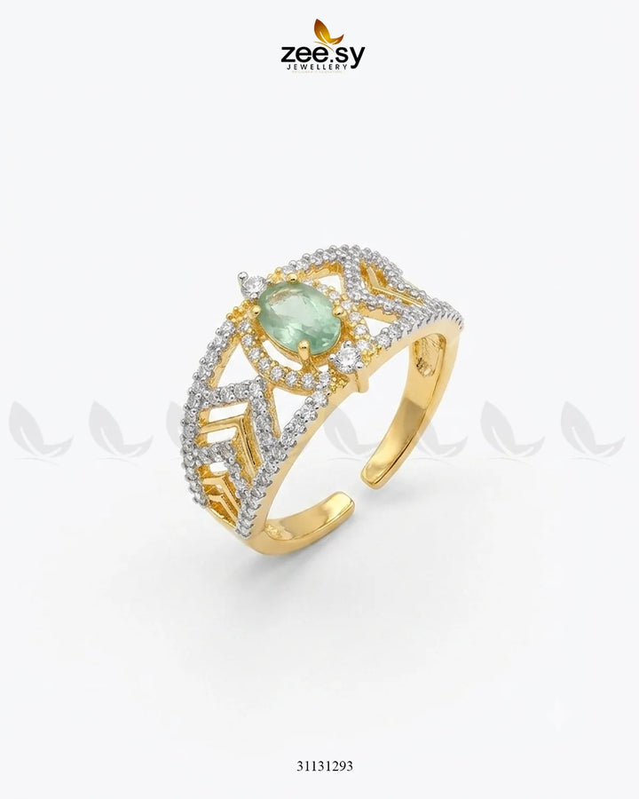 Golden Majestic Oval Stone Ring