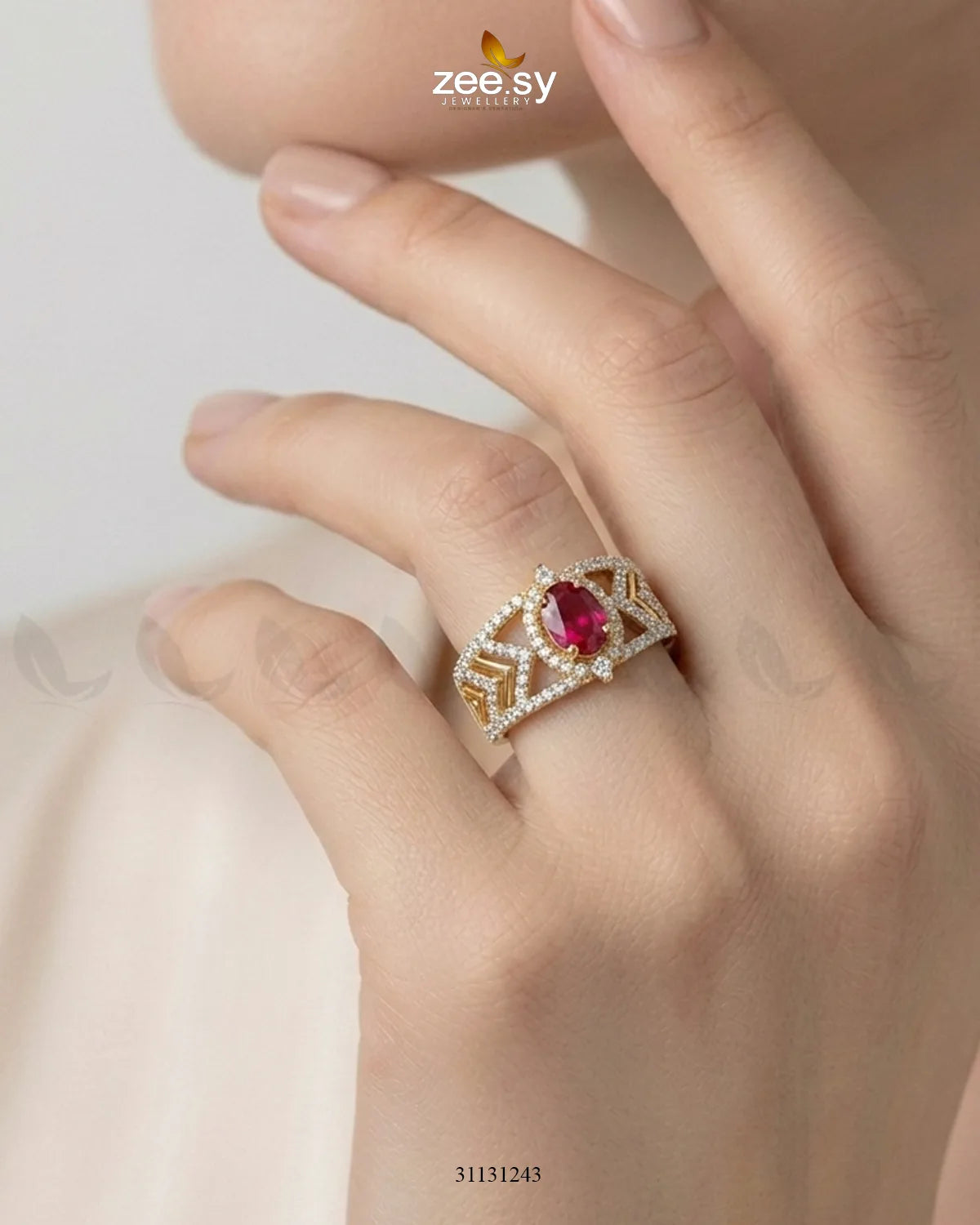 Golden Majestic Oval Stone Ring