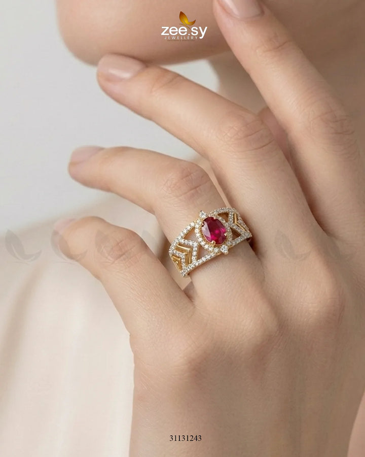 Golden Majestic Oval Stone Ring