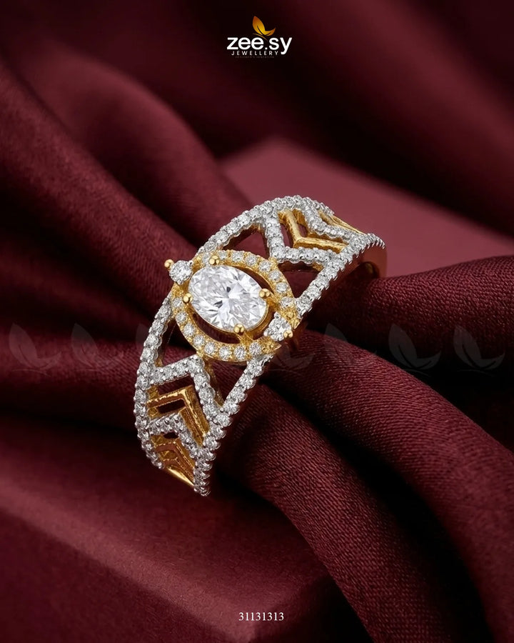 Golden Majestic Oval Stone Ring