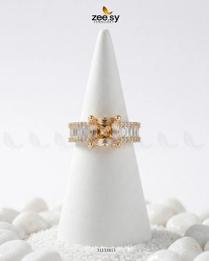 Golden Pretty Bold Stone Ring