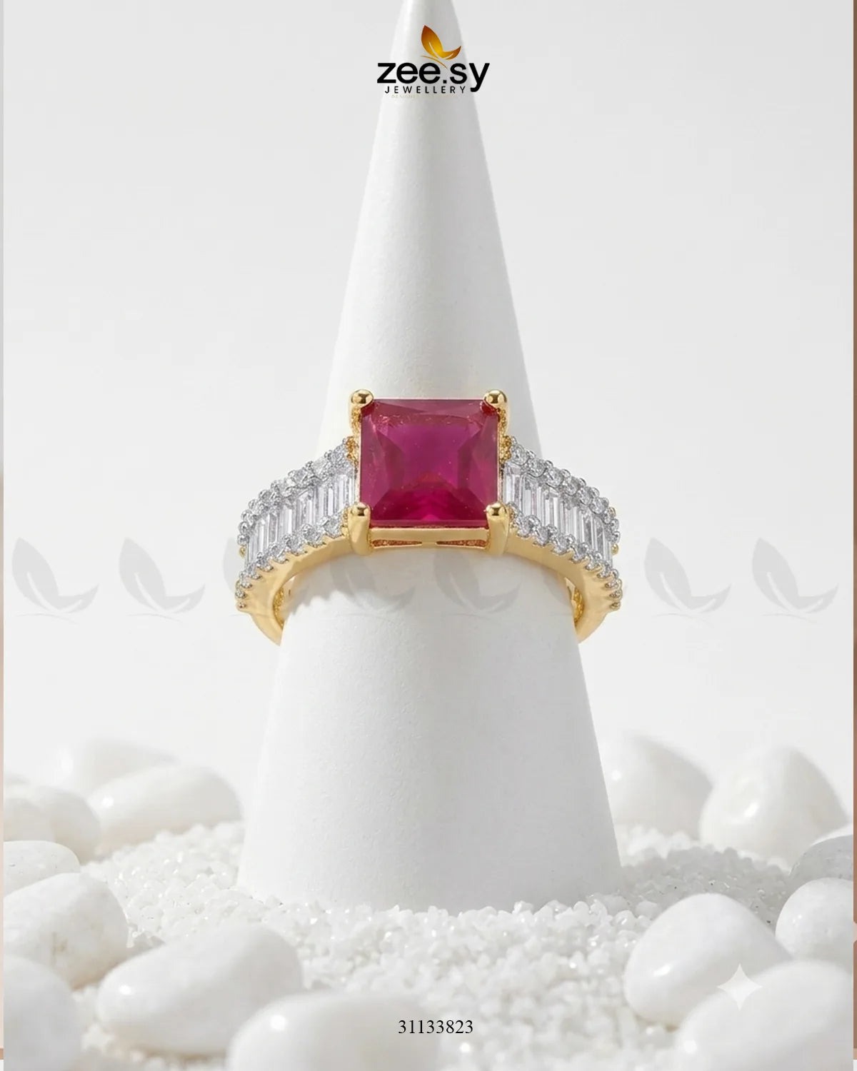 Golden Pretty Bold Stone Ring