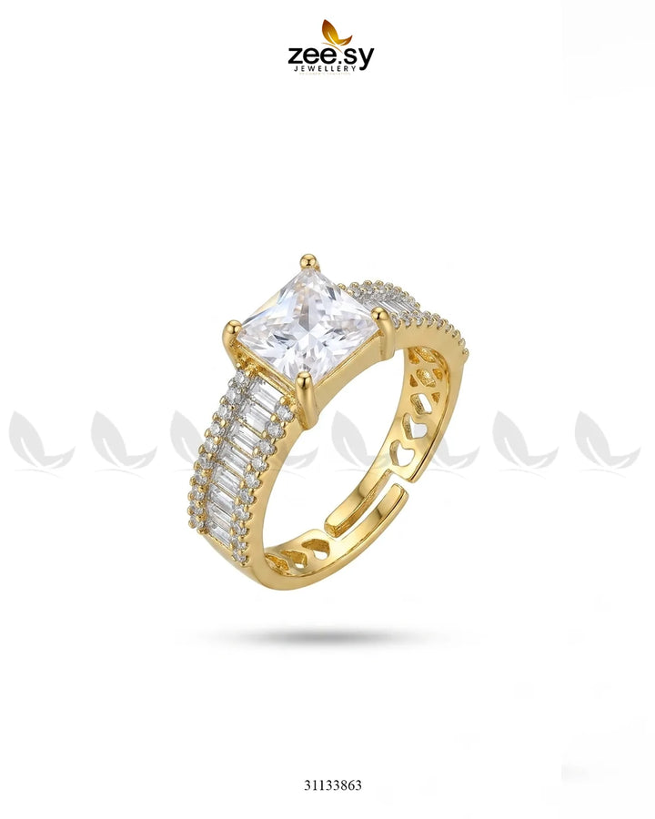 Golden Pretty Bold Stone Ring