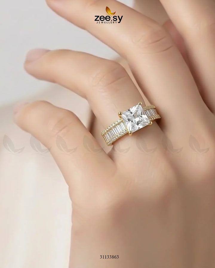 Golden Pretty Bold Stone Ring