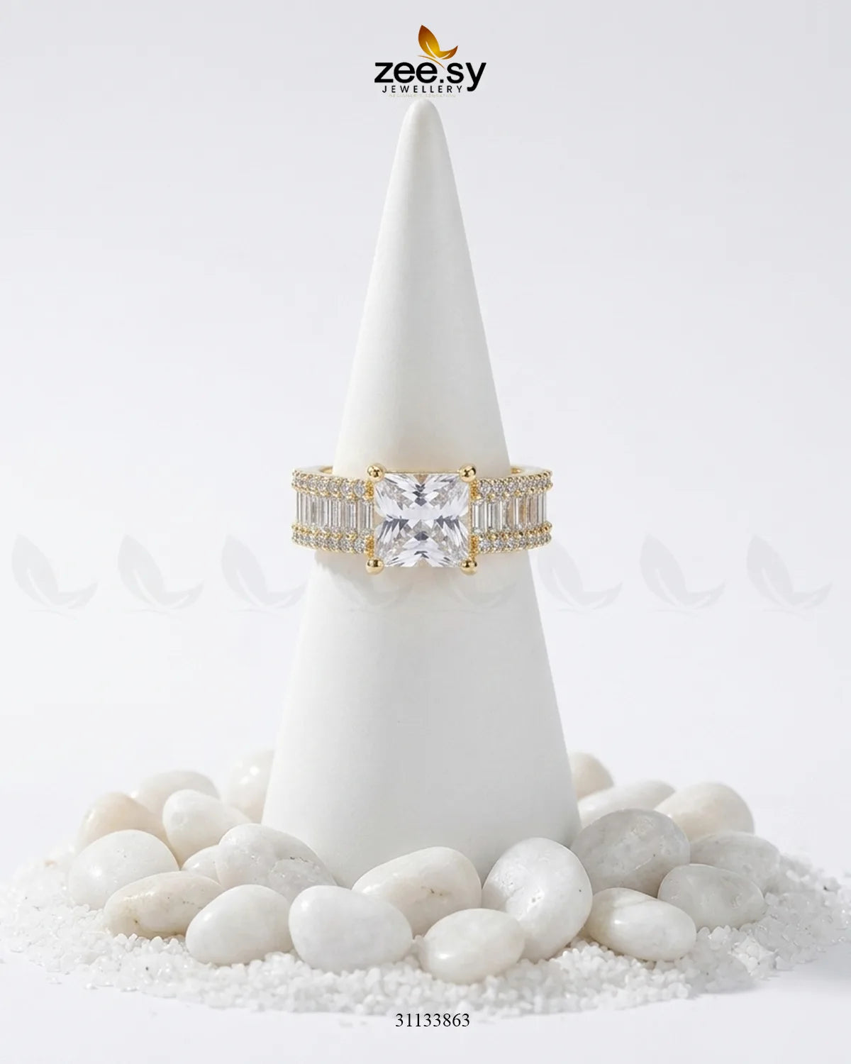 Golden Pretty Bold Stone Ring