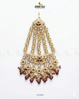 Bloom Pearl Bridal Jhumar Golden Red - Zeesy Jewellery