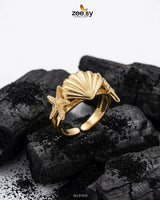 Golden Riviera Seashell Starfish Ring