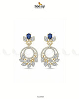 Golden Royal Round Zirconia Earrings - Zeesy.pk