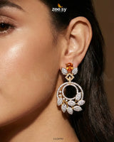 Golden Royal Round Zirconia Earrings - Zeesy.pk
