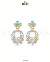Golden Royal Round Zirconia Earrings - Zeesy.pk