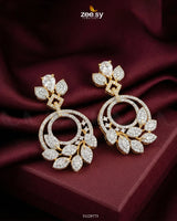 Golden Royal Round Zirconia Earrings - Zeesy.pk