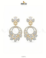 Golden Royal Round Zirconia Earrings - Zeesy.pk