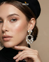 Golden Royal Round Zirconia Earrings - Zeesy.pk