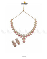 Floral Gilded Sentimental Cluster Necklace Golden Ruby - Zeesy Jewellery