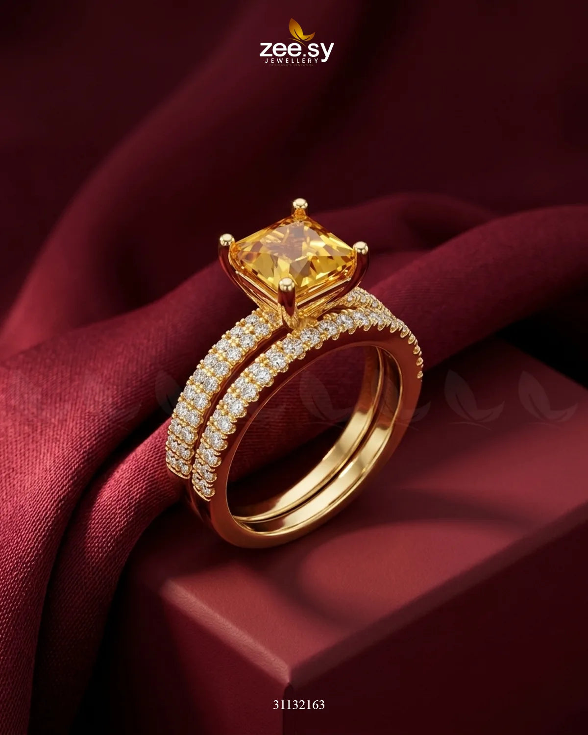 Golden Sensational Bold Stone Ring Golden Champagne Finger Ring - Zeesy Jewellery Pakistan | Premium Artificial & Imitation Jewellery