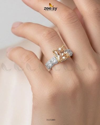Golden Solitaire Center Stone Ring Finger Ring - Zeesy Jewellery Pakistan | Premium Artificial & Imitation Jewellery