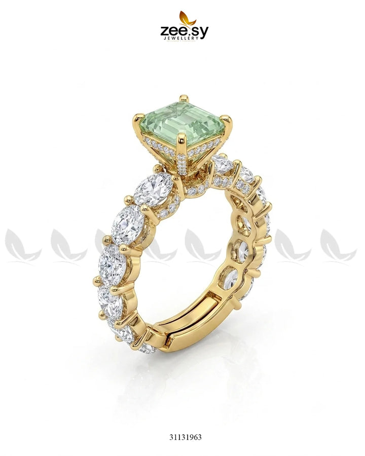 Golden Solitaire Center Stone Ring Finger Ring - Zeesy Jewellery Pakistan | Premium Artificial & Imitation Jewellery