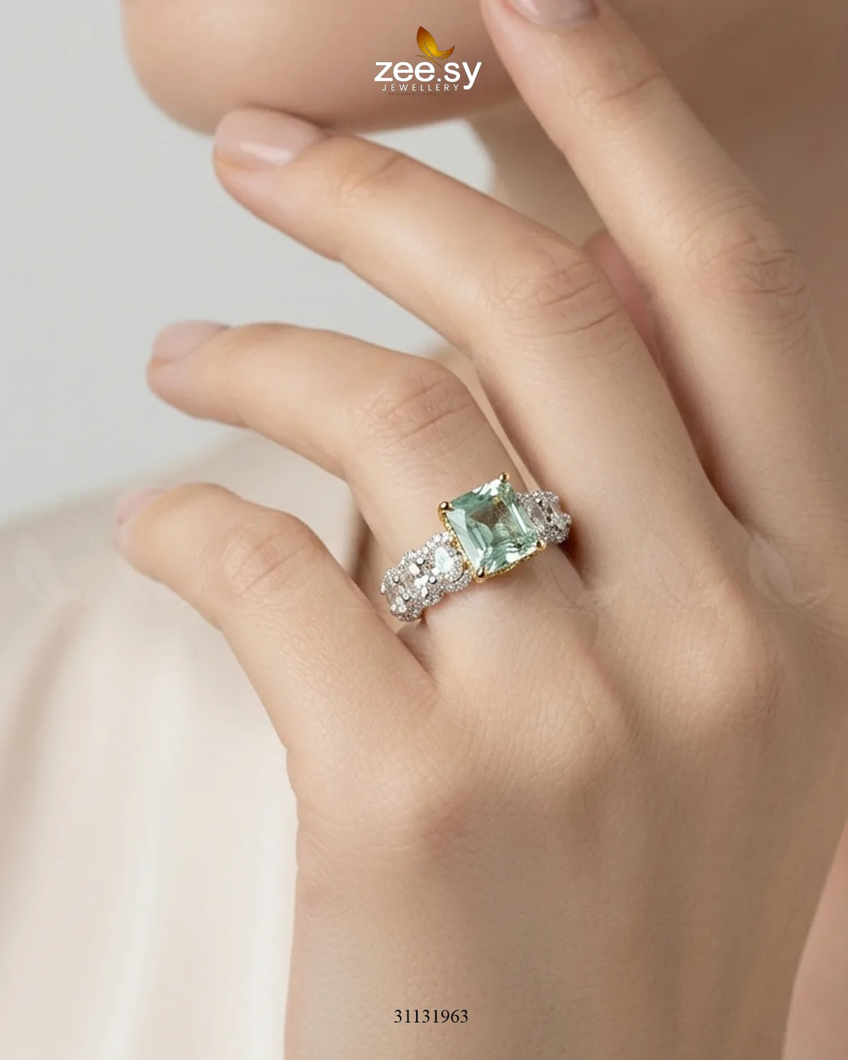Golden Solitaire Center Stone Ring Finger Ring - Zeesy Jewellery Pakistan | Premium Artificial & Imitation Jewellery