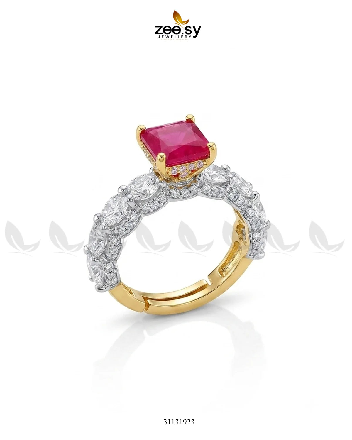 Golden Solitaire Center Stone Ring Finger Ring - Zeesy Jewellery Pakistan | Premium Artificial & Imitation Jewellery