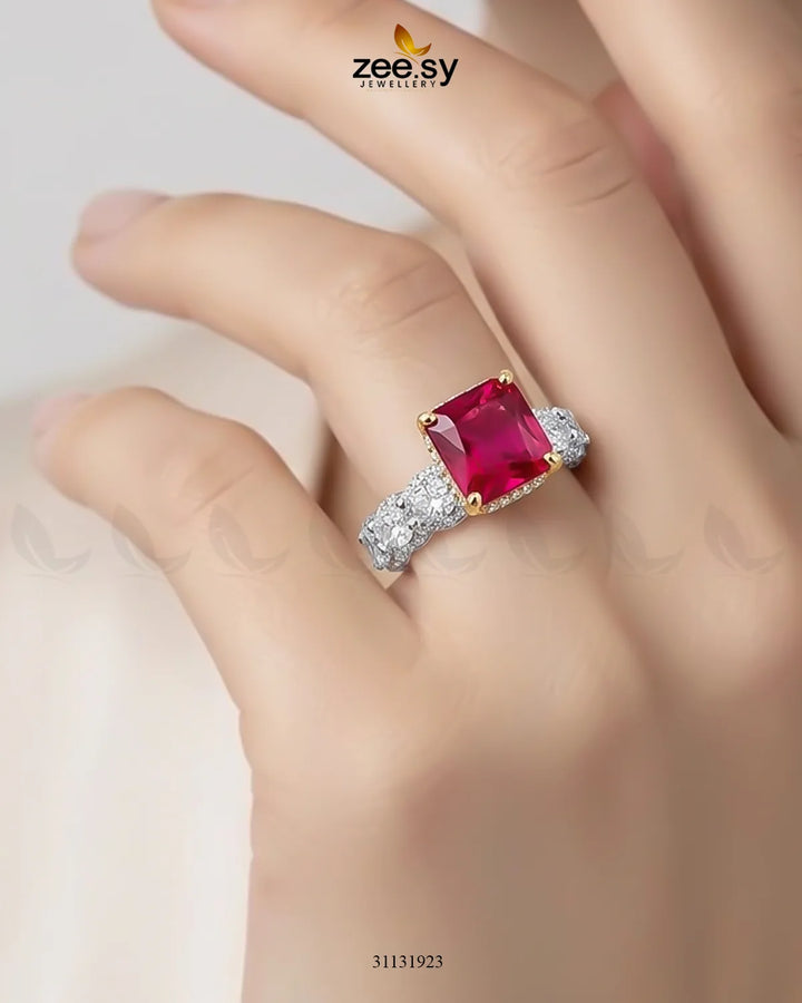 Golden Solitaire Center Stone Ring Finger Ring - Zeesy Jewellery Pakistan | Premium Artificial & Imitation Jewellery