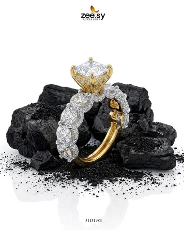 Golden Solitaire Center Stone Ring Golden White Finger Ring - Zeesy Jewellery Pakistan | Premium Artificial & Imitation Jewellery