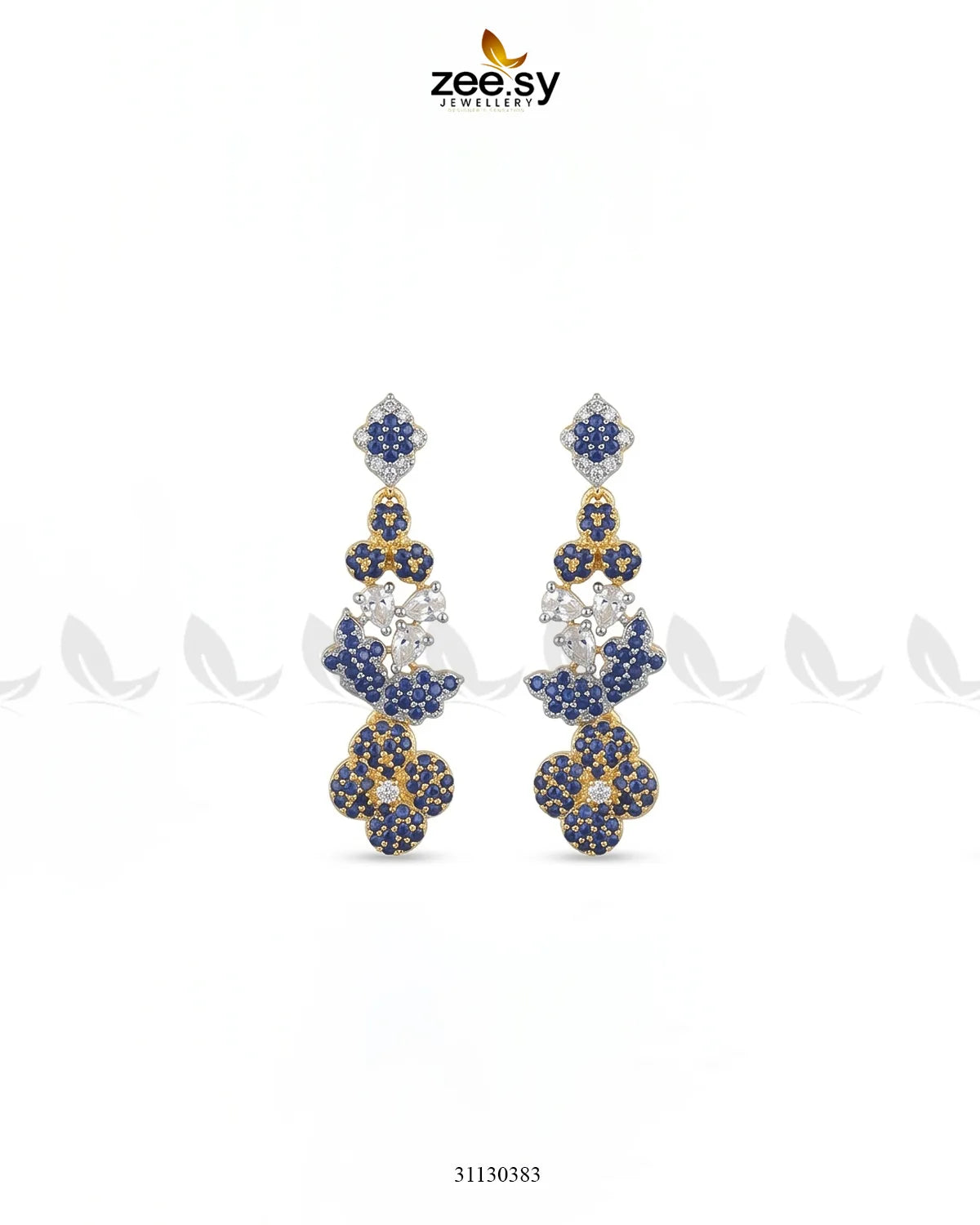 Golden Starburst Gemstone Earrings Golden Blue Earrings - Zeesy Jewellery Pakistan | Premium Artificial & Imitation Jewellery