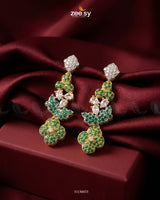Golden Starburst Gemstone Earrings Golden Green Earrings - Zeesy Jewellery Pakistan | Premium Artificial & Imitation Jewellery
