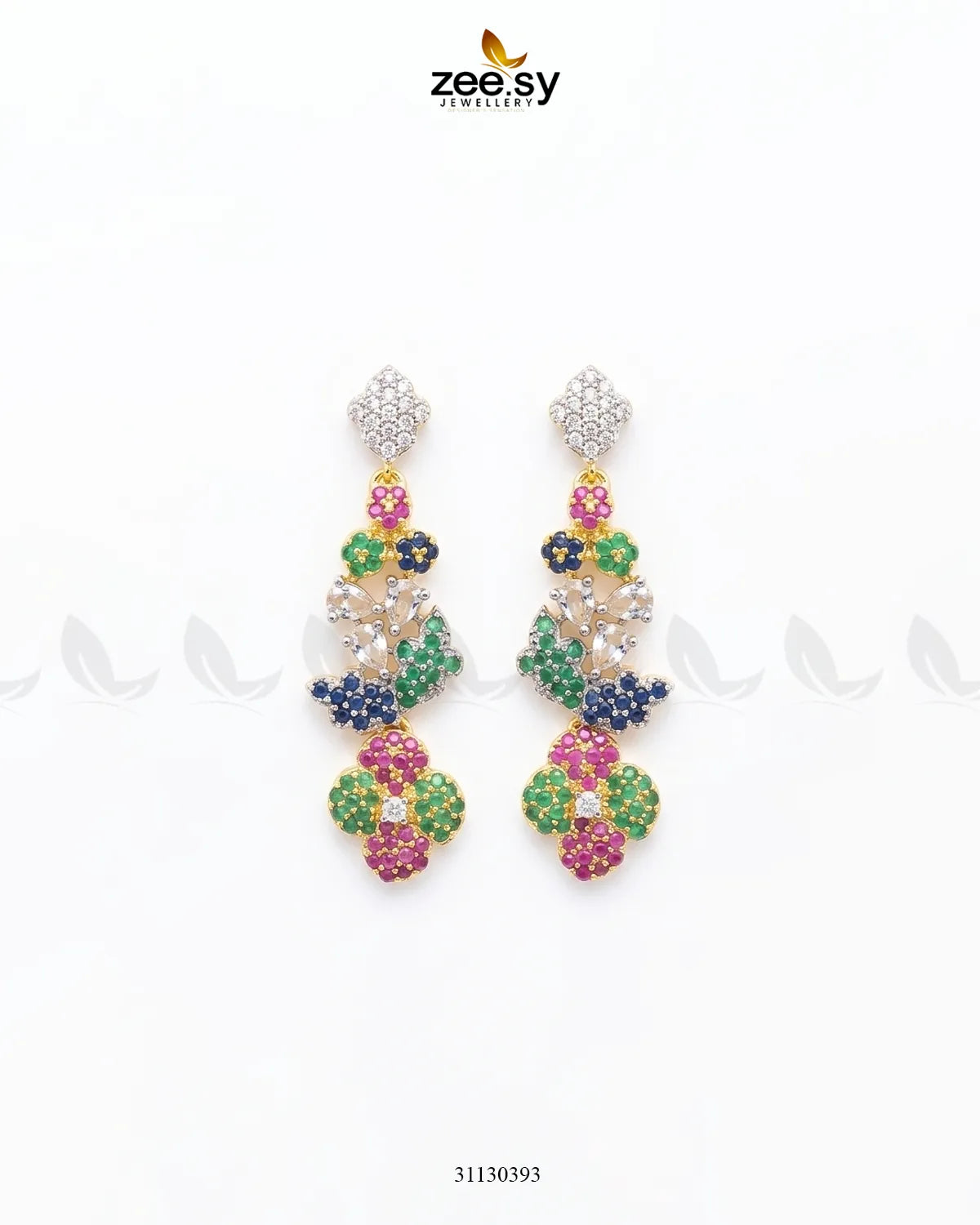 Golden Starburst Gemstone Earrings Golden Multi Earrings - Zeesy Jewellery Pakistan | Premium Artificial & Imitation Jewellery