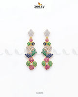 Golden Starburst Gemstone Earrings Golden Multi Earrings - Zeesy Jewellery Pakistan | Premium Artificial & Imitation Jewellery