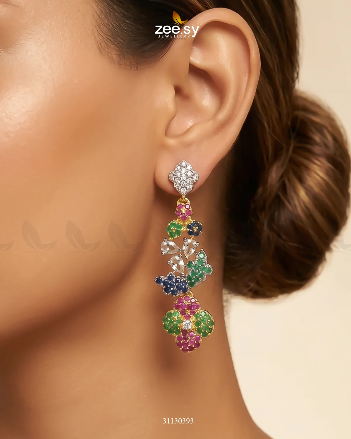 Golden Starburst Gemstone Earrings Earrings - Zeesy Jewellery Pakistan | Premium Artificial & Imitation Jewellery