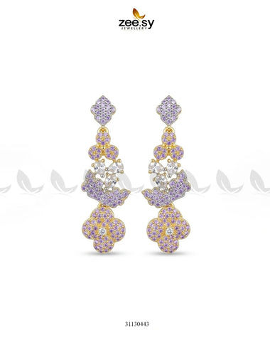 Golden Starburst Gemstone Earrings Golden Purple Earrings - Zeesy Jewellery Pakistan | Premium Artificial & Imitation Jewellery