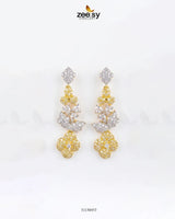 Golden Starburst Gemstone Earrings Golden white Earrings - Zeesy Jewellery Pakistan | Premium Artificial & Imitation Jewellery