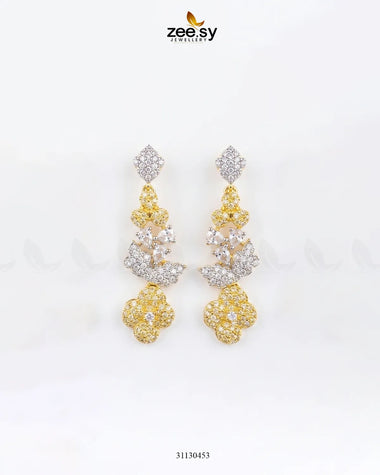Golden Starburst Gemstone Earrings Golden white Earrings - Zeesy Jewellery Pakistan | Premium Artificial & Imitation Jewellery