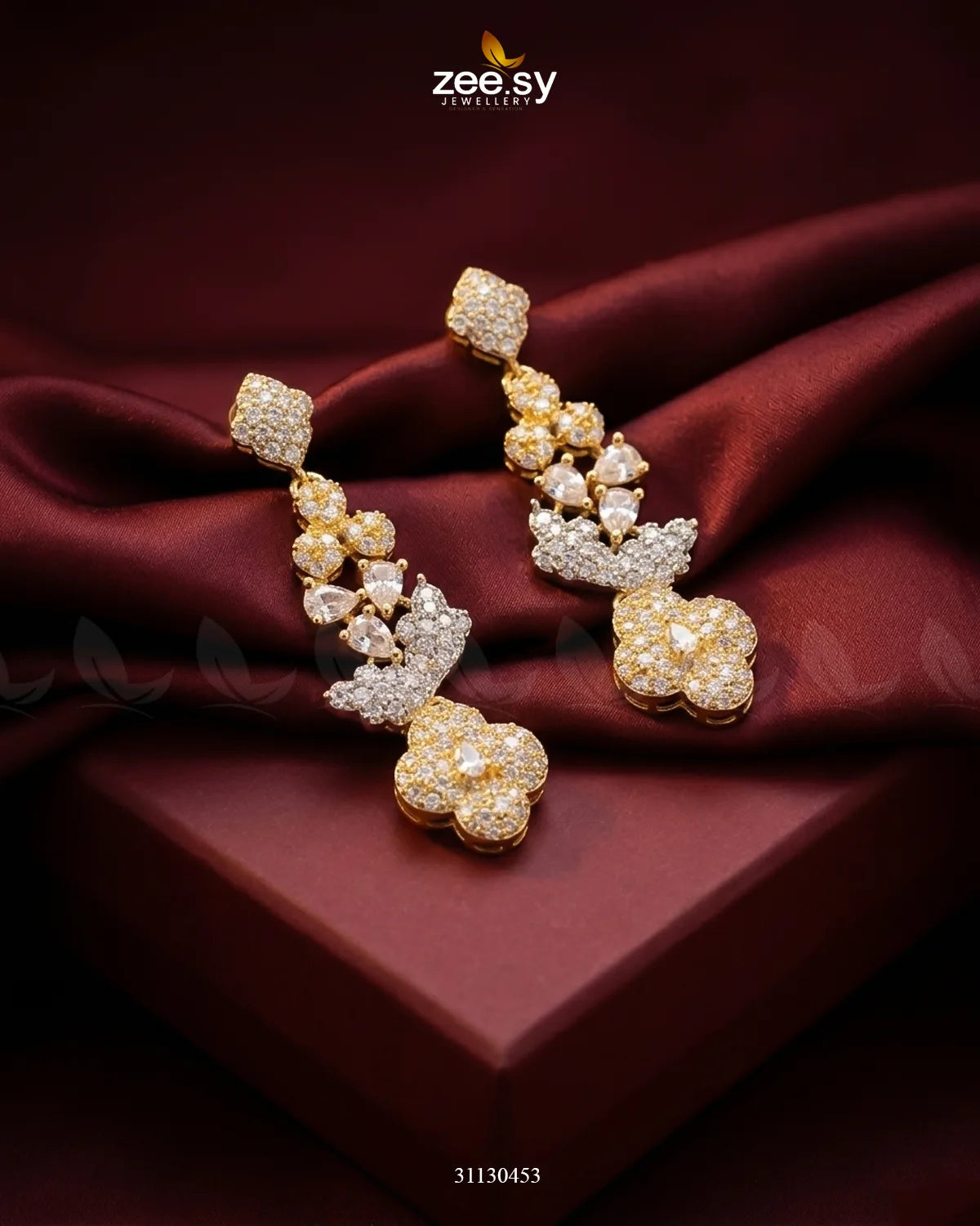 Golden Starburst Gemstone Earrings Earrings - Zeesy Jewellery Pakistan | Premium Artificial & Imitation Jewellery