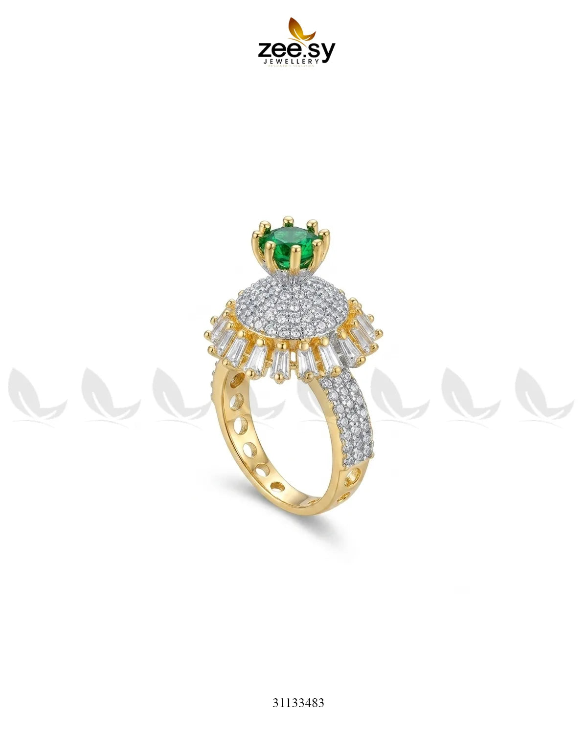 Golden Sterling Cluster Pave Ring