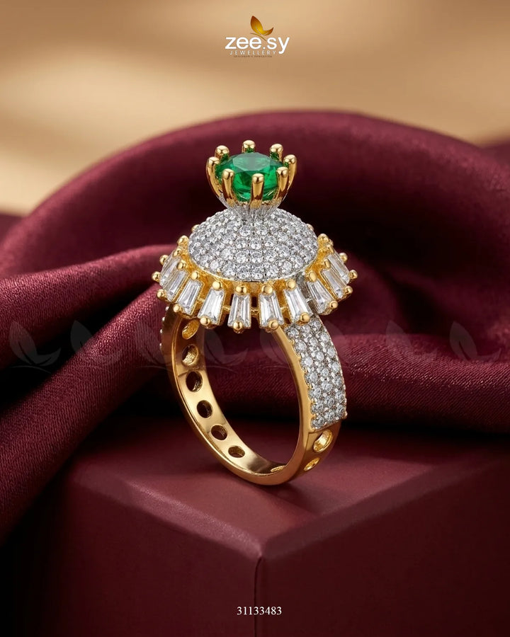 Golden Sterling Cluster Pave Ring