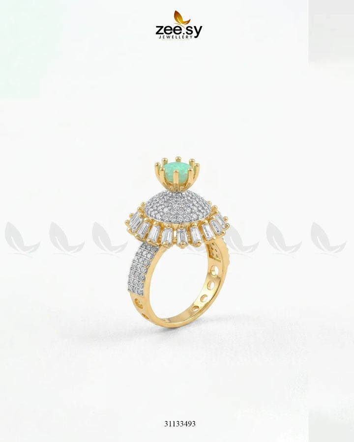 Golden Sterling Cluster Pave Ring