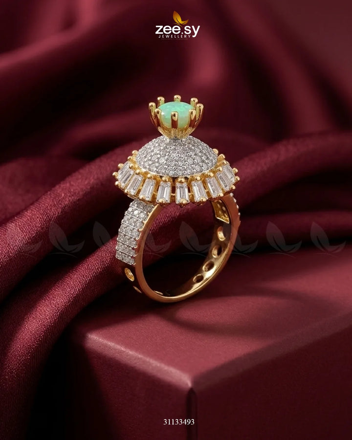 Golden Sterling Cluster Pave Ring