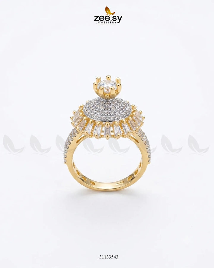 Golden Sterling Cluster Pave Ring