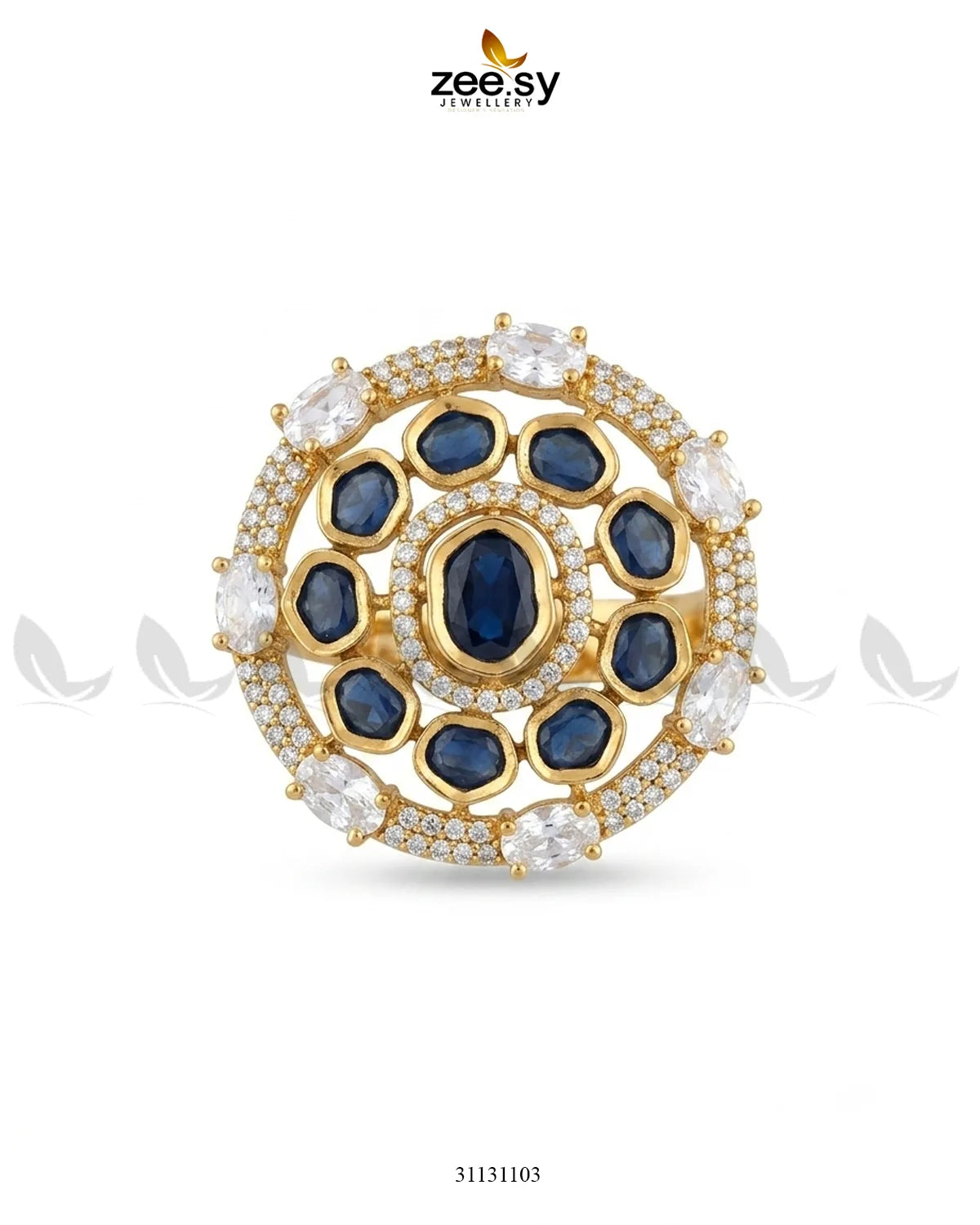 Golden Stunning Circle Crystal Ring Finger Ring - Zeesy Jewellery Pakistan | Premium Artificial & Imitation Jewellery