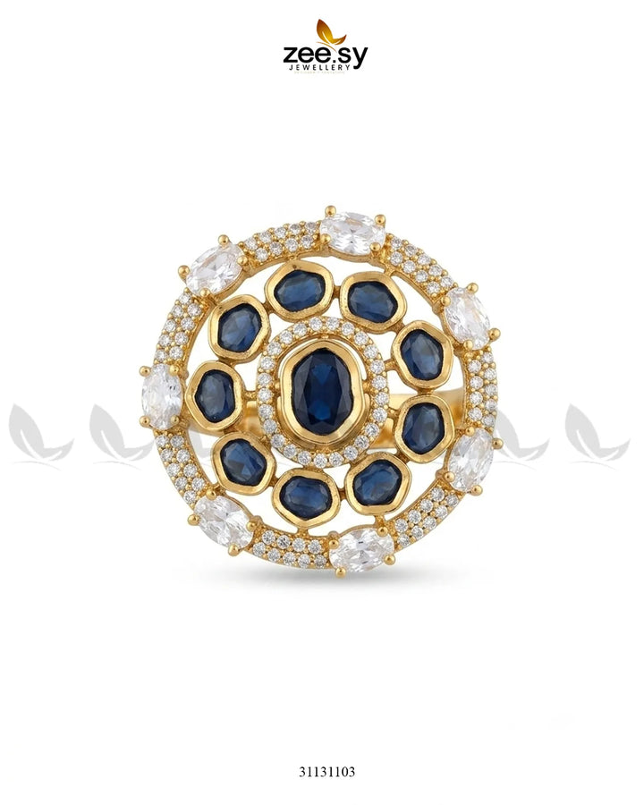 Golden Stunning Circle Crystal Ring Finger Ring - Zeesy Jewellery Pakistan | Premium Artificial & Imitation Jewellery