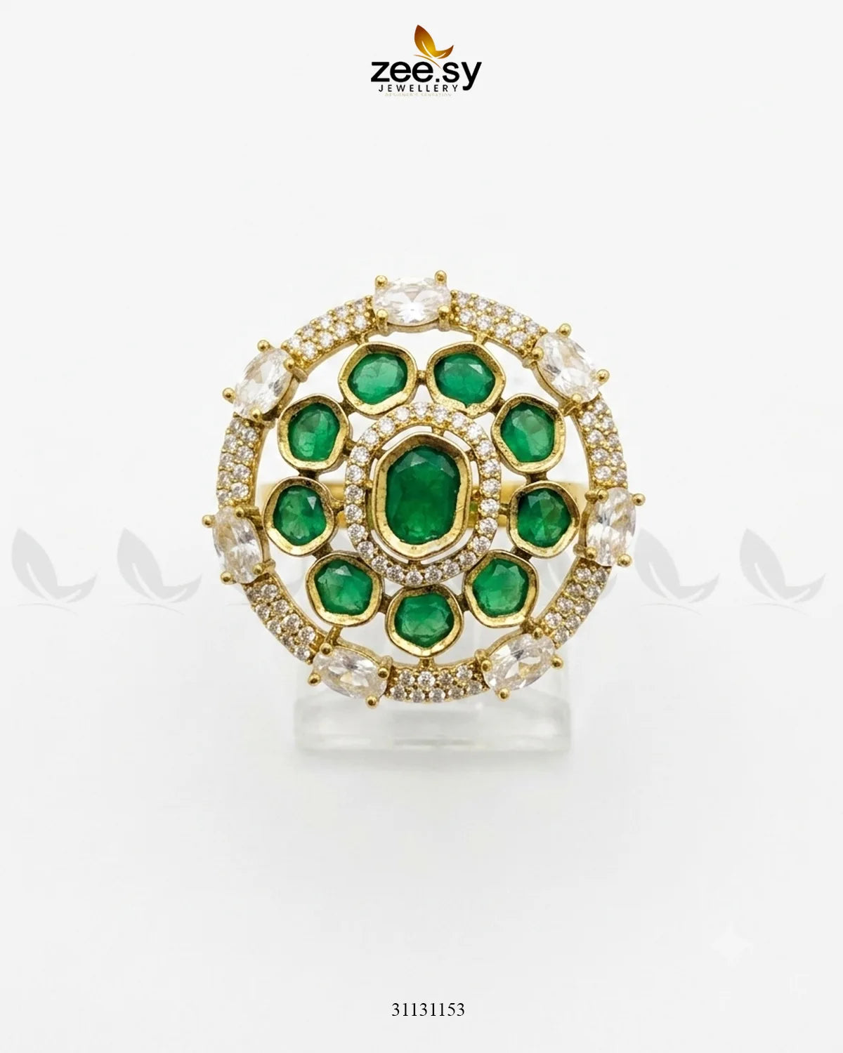 Golden Stunning Circle Crystal Ring Finger Ring - Zeesy Jewellery Pakistan | Premium Artificial & Imitation Jewellery