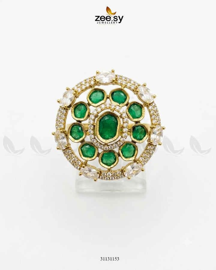 Golden Stunning Circle Crystal Ring Finger Ring - Zeesy Jewellery Pakistan | Premium Artificial & Imitation Jewellery