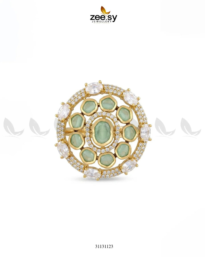 Golden Stunning Circle Crystal Ring Finger Ring - Zeesy Jewellery Pakistan | Premium Artificial & Imitation Jewellery