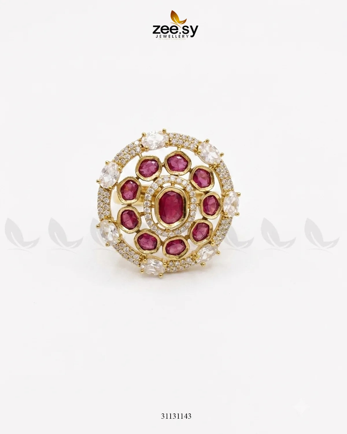 Golden Stunning Circle Crystal Ring Finger Ring - Zeesy Jewellery Pakistan | Premium Artificial & Imitation Jewellery