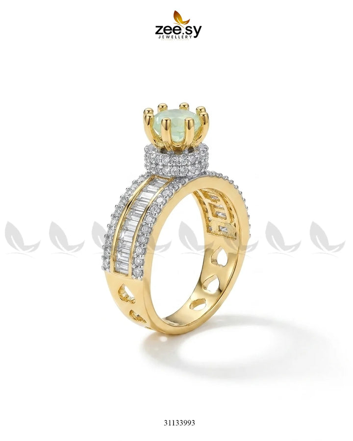 Golden Victorian Cluster Pave Ring Finger Ring - Zeesy Jewellery Pakistan | Premium Artificial & Imitation Jewellery
