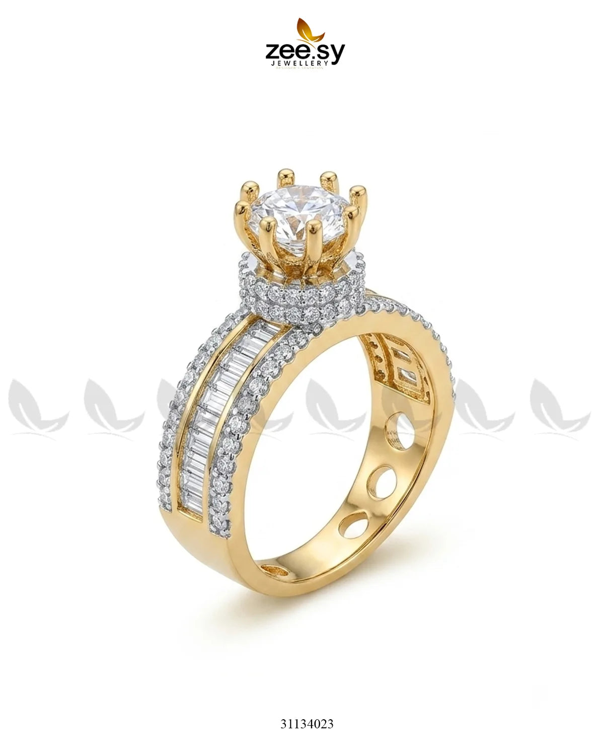 Golden Victorian Cluster Pave Ring Finger Ring - Zeesy Jewellery Pakistan | Premium Artificial & Imitation Jewellery