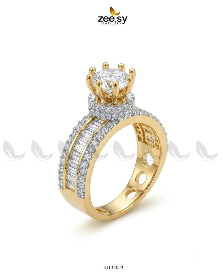 Golden Victorian Cluster Pave Ring Finger Ring - Zeesy Jewellery Pakistan | Premium Artificial & Imitation Jewellery