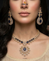 Golden Vine Zirconia Necklace Set Necklace Sets - Zeesy Jewellery Pakistan | Premium Artificial & Imitation Jewellery