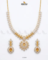 Golden Vine Zirconia Necklace Set Necklace Sets - Zeesy Jewellery Pakistan | Premium Artificial & Imitation Jewellery